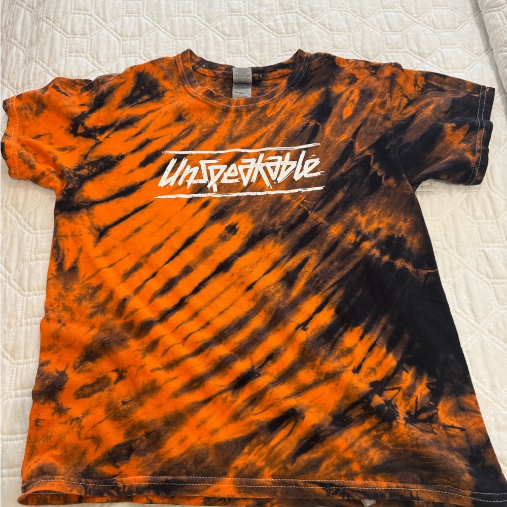 Unspeakable Gildan Orange & Black Tie-Dye Kids Tee